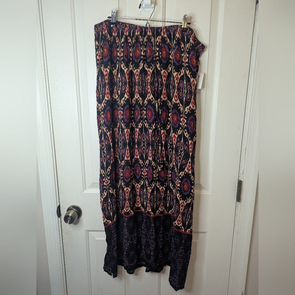 Dressbarn Boho Long Maxi Multicolor Wild Orchid Skirt, Size Large, NWT